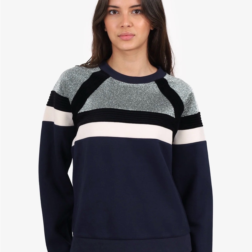 Sandro Colorblock Textured Sweatshirt (Size S/M Approx.)